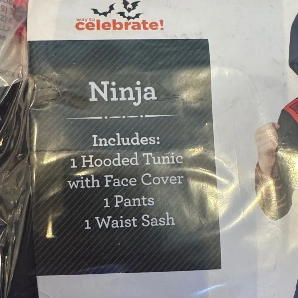 Kids Boys Ninja Costume 3 Piece Set Halloween Size L (10/12) NEW